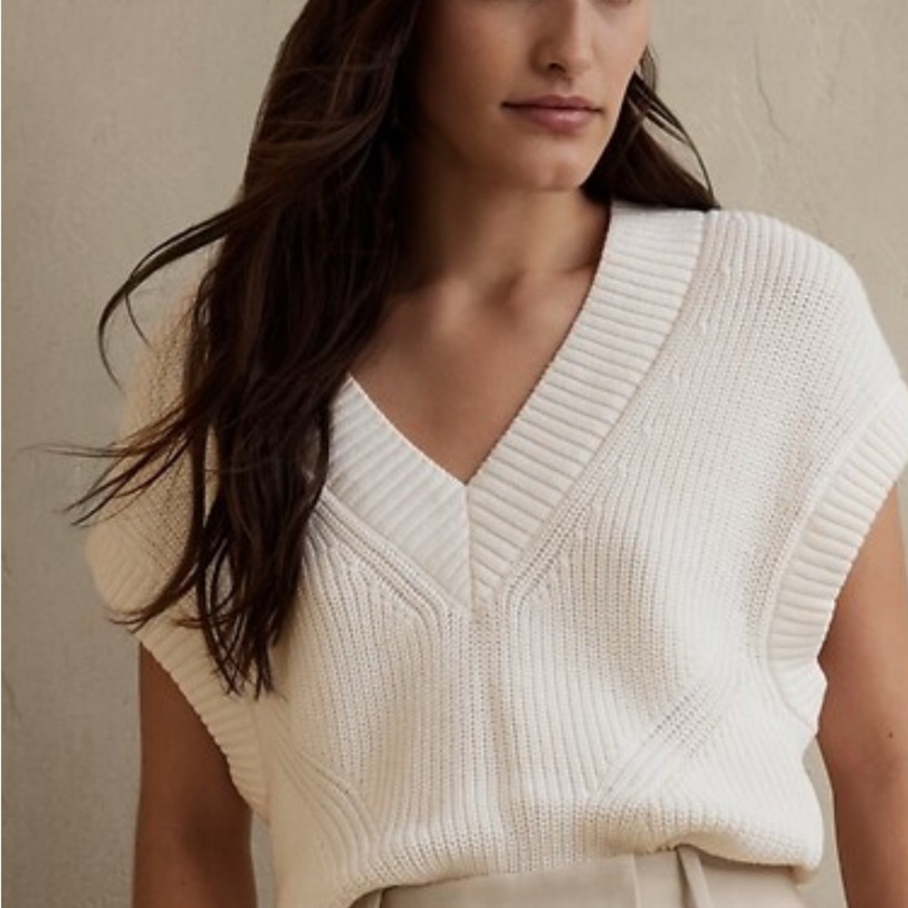 White V-Neck Sweater Vest